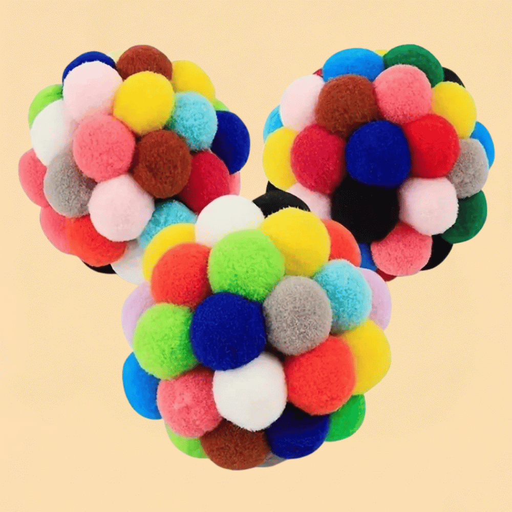 Kit Bolinhas de Lã com Guizo para Gatos Brinquedo Interativo