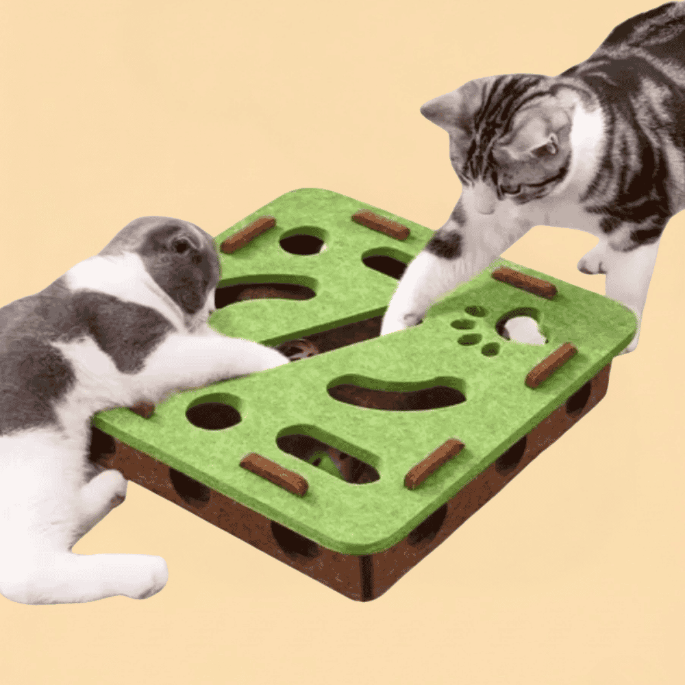Brinquedo Interativo Labirinto de Feltro com Bolinha e Guizo para Gatos