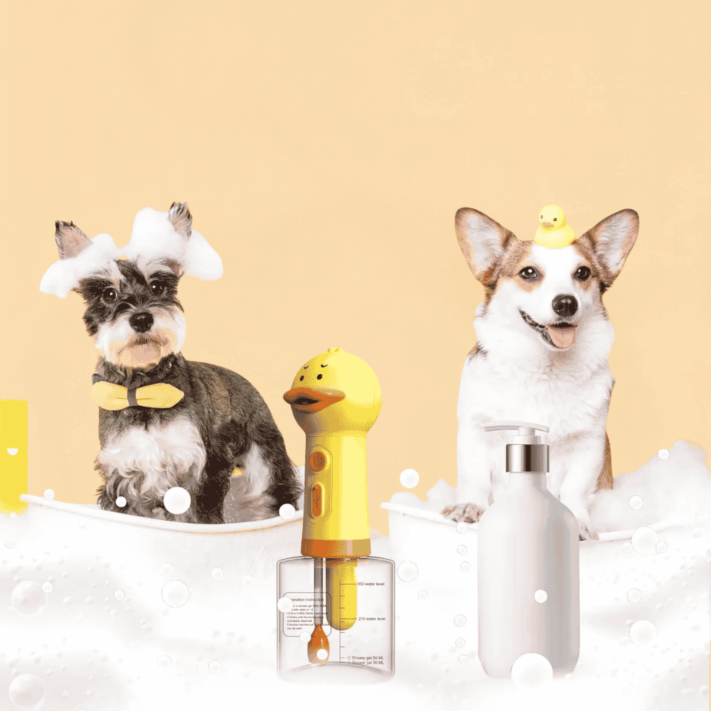 Dispenser de Espuma Elétrico Pato para Banho Pet Recarregável USB