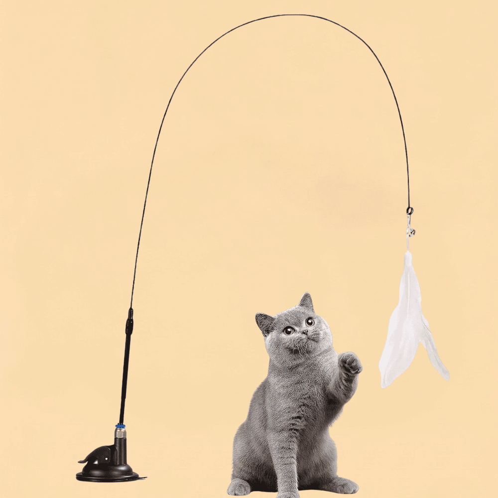Varinha Interativa para Gatos com Ventosa e Penas