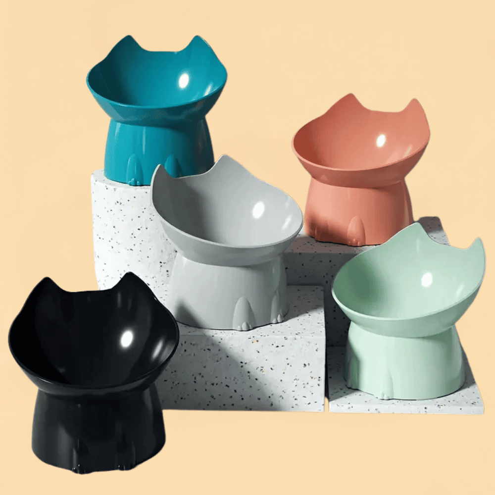 Comedouro Elevado Gatos Anti Tombo Protecao Cervical