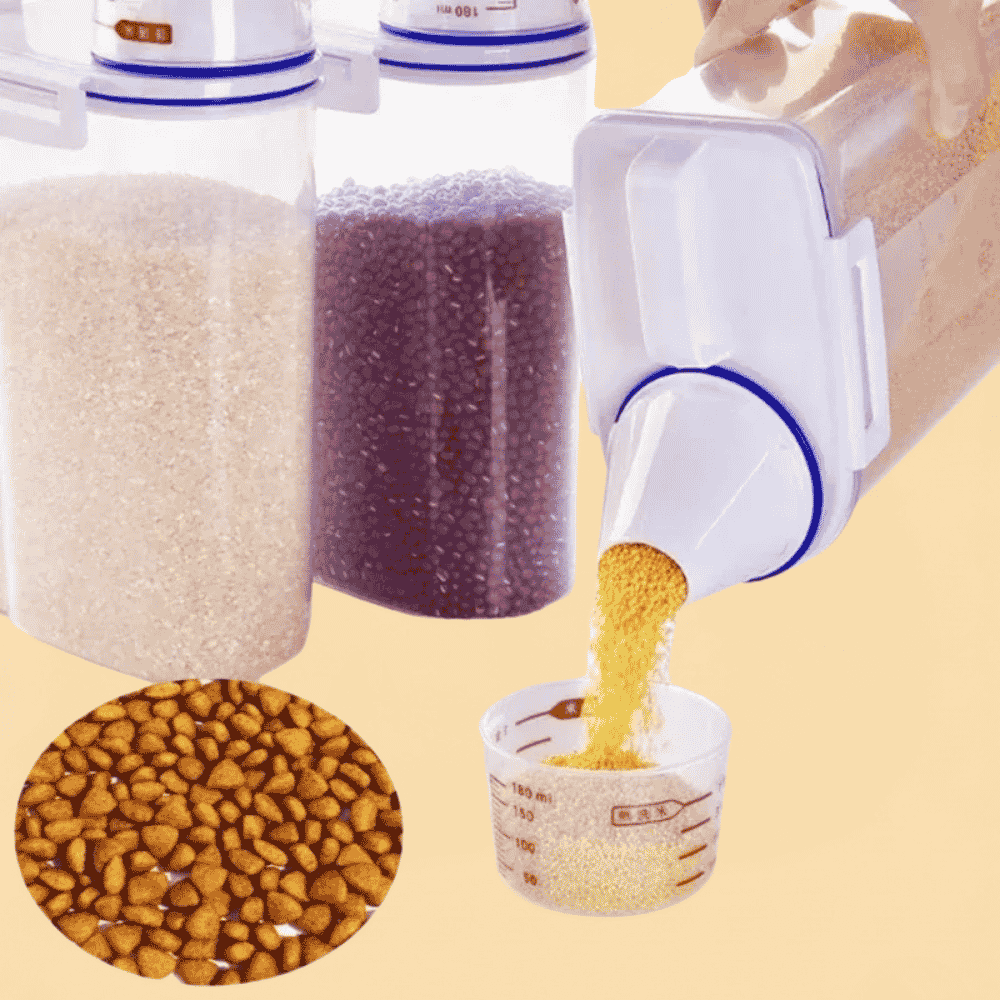 Porta Ração Hermético 2kg com Copo Medidor e Trava de Frescor