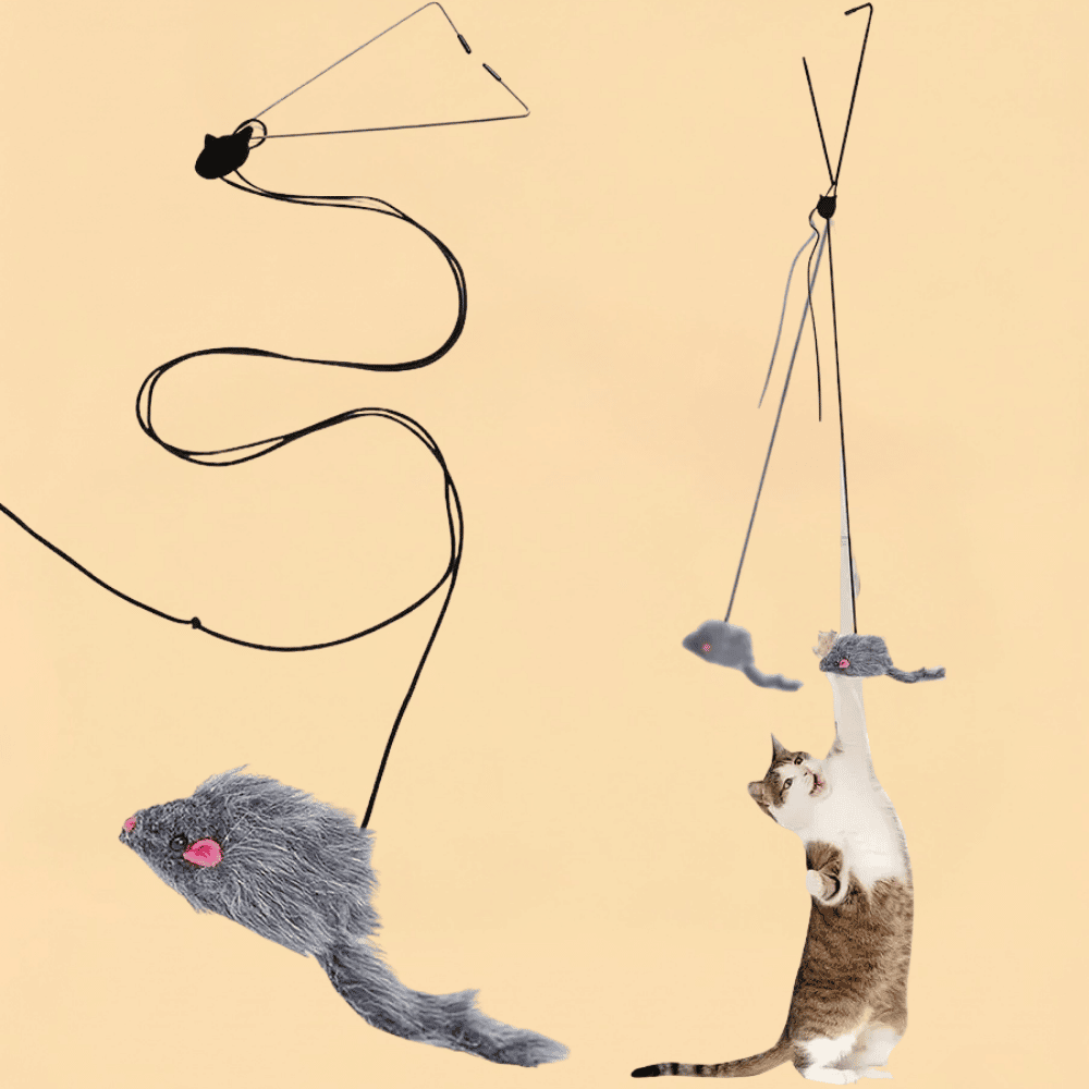 Brinquedo para Gatos Rato Suspenso Retrátil de Porta