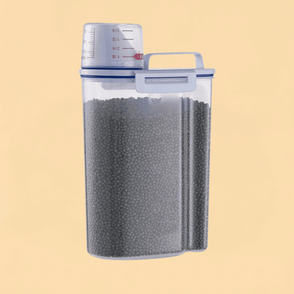 Porta Ração Hermético 2kg com Copo Medidor e Trava de Frescor