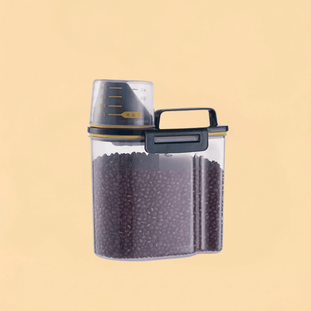 Porta Ração Hermético 2kg com Copo Medidor e Trava de Frescor