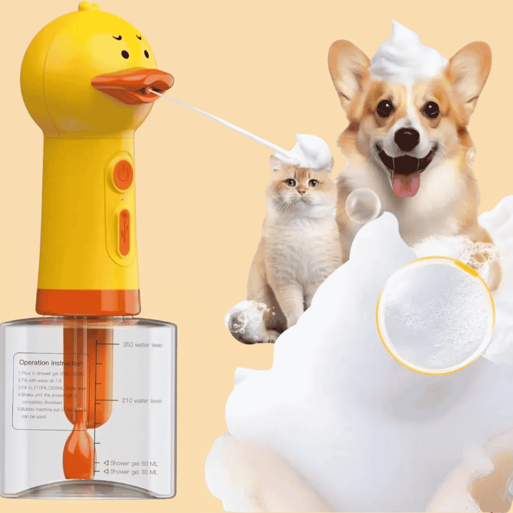 Dispenser de Espuma Elétrico Pato para Banho Pet Recarregável USB